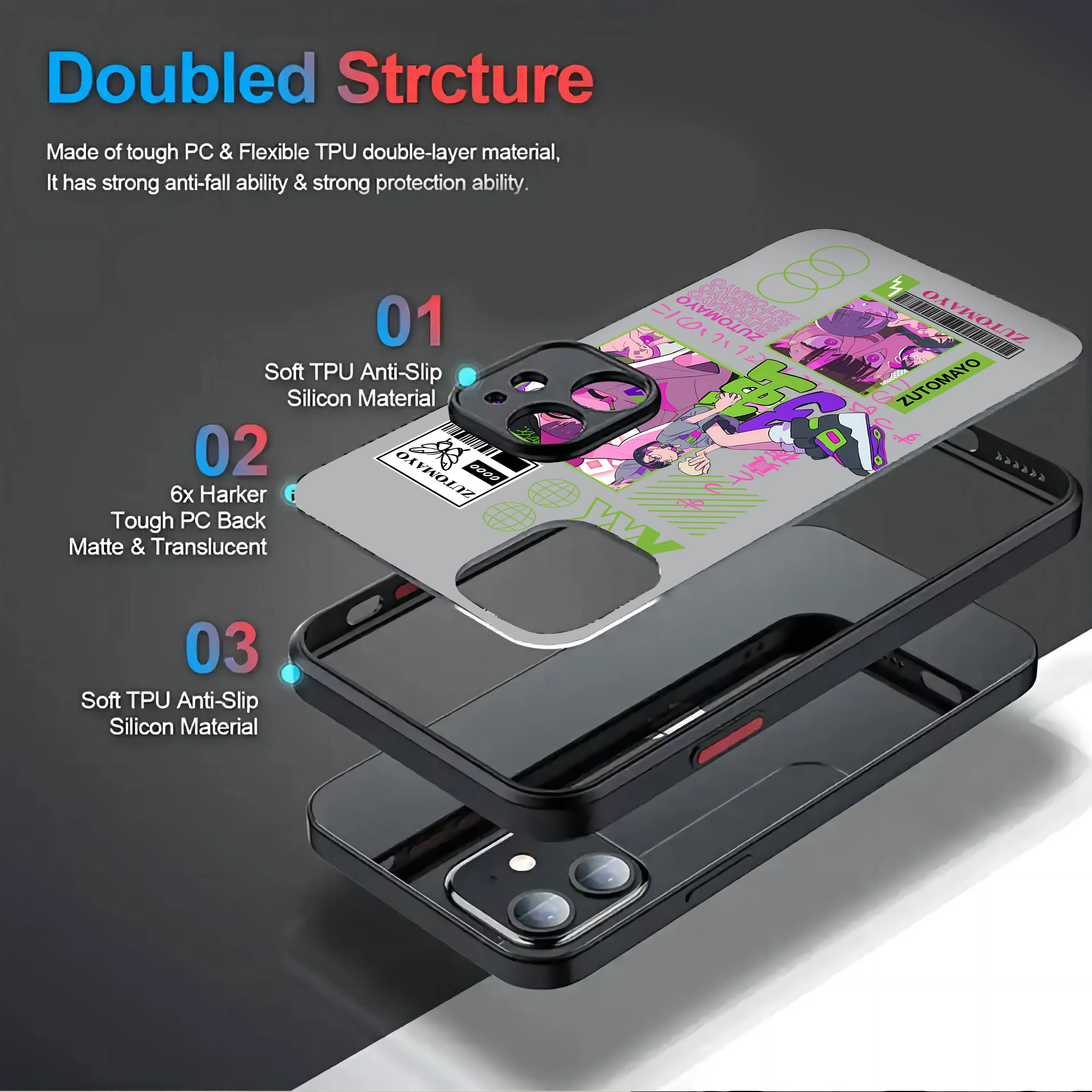 Чехол для телефона Zutomayo с рисунком iPhone 15 14 13 12 11 Pro Max X XR XSMax 7 8 Plus матовая прозрачная