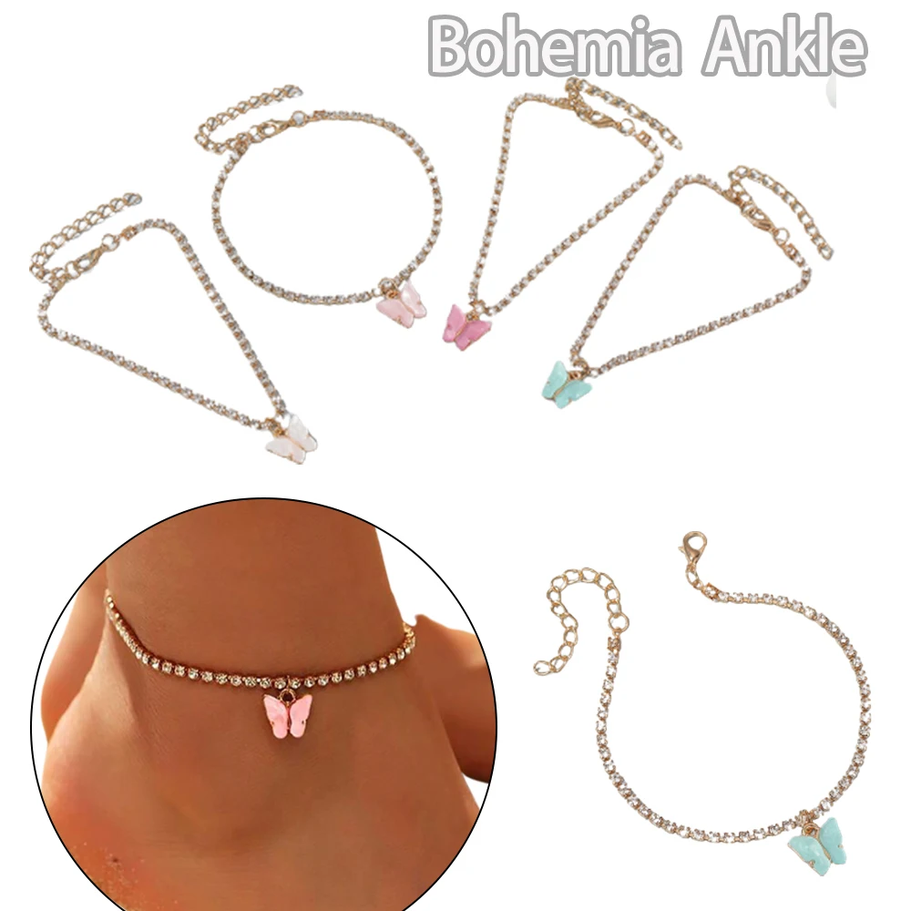 

YADELAI Bohemia Gold Color Chain Ankle Bracelet Leg Foot Jewelry Shiny Butterfly Bear Pendant Anklet For Women Beach Accessories