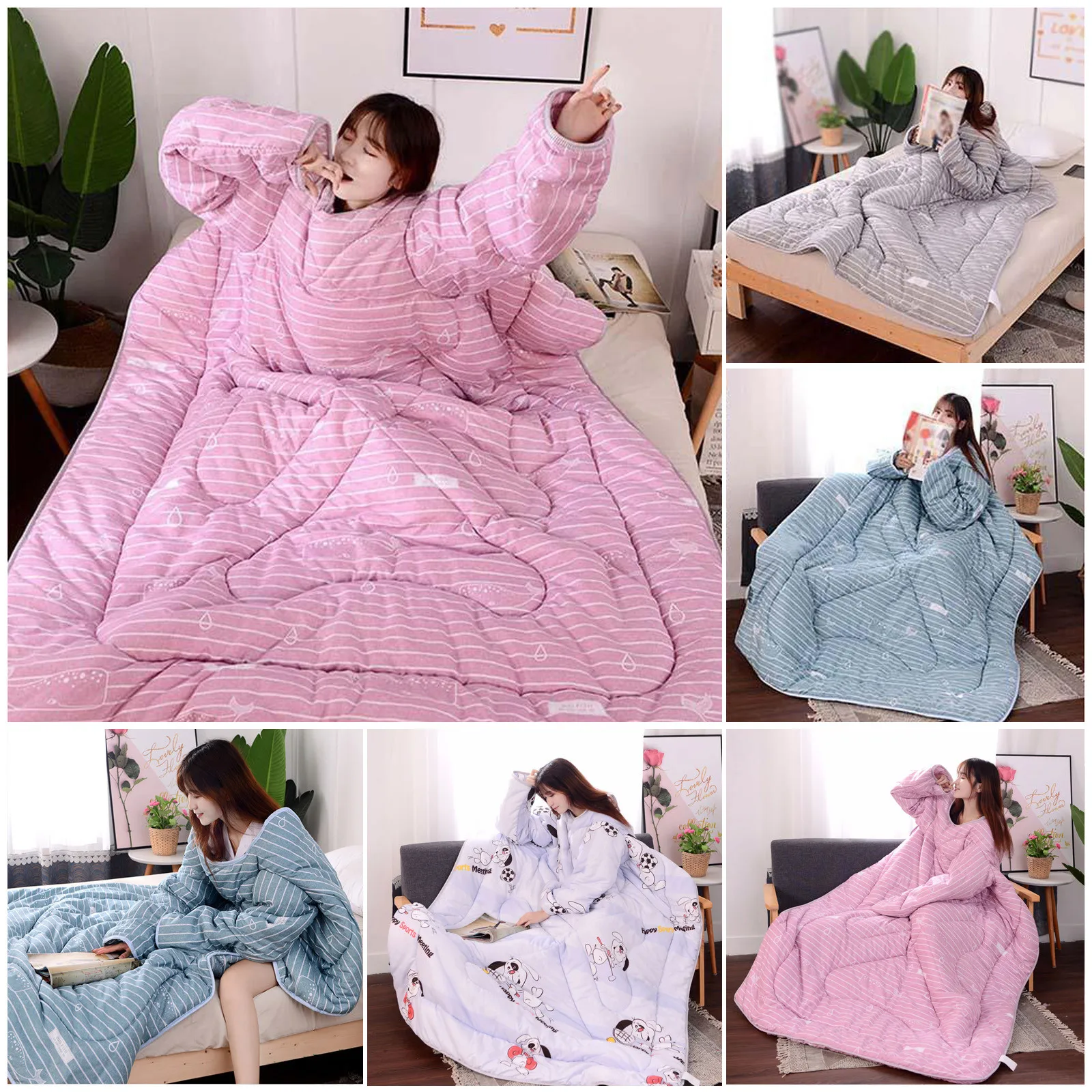 

Зимнее женское одеяло с рукавами, зимнее теплое утолщенное одеяло, забавное одеяло для холода и взрослых