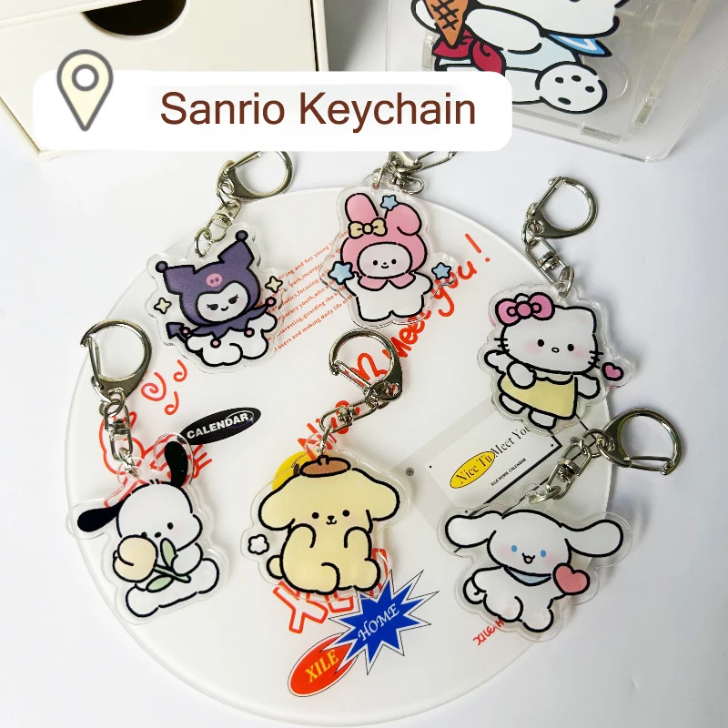 

Sanrio Hello Kitty Acrylic Keychain Cartoon My Melody Kuromi Cinnamoroll Cute Car Key Ring Schoolbag Pendant Ornaments Gifts