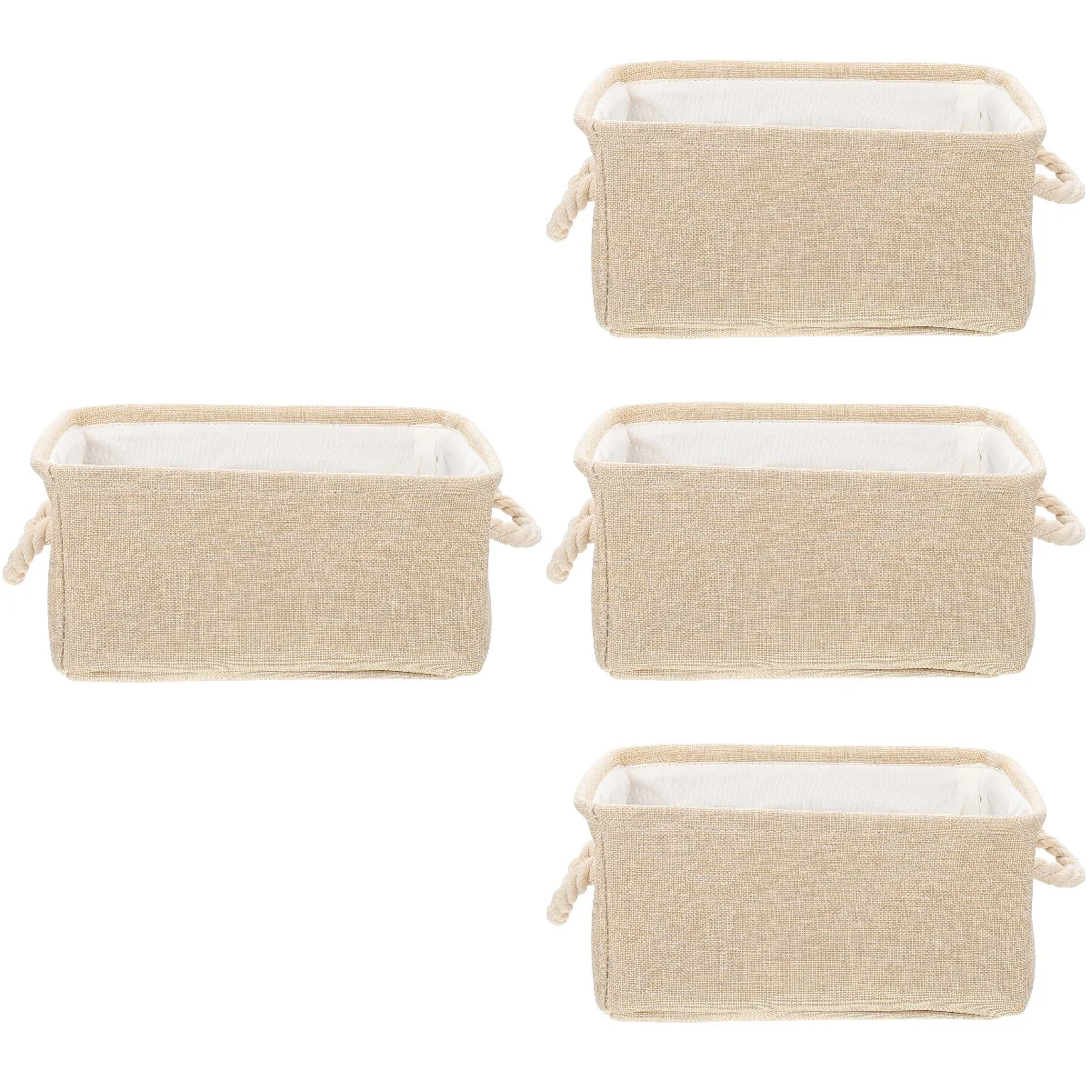 

4pcs Foldable Laundry Basket Sundries Storage Basket Cotton Linen Box Kids Basket