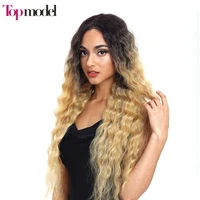 top model long wavy synthetic lace wigs for black women loose deep wave ombre blonde lace front wig cosplay heat resistant hair