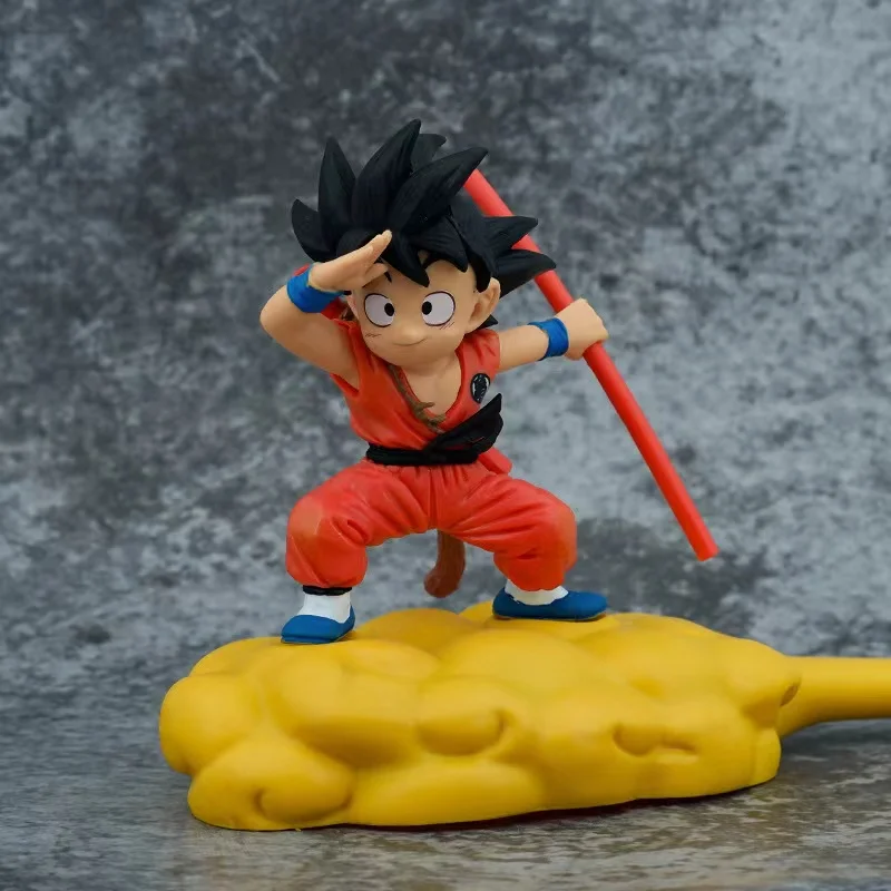 

14cm Dragon Ball Anime Figure Childhood Son Goku Somersault Cloud Collectible GK Model PVC Doll Action Figure Kids Toys Gift