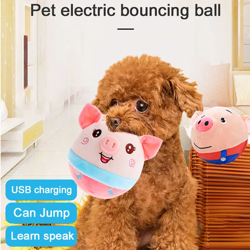 

Electronic Pet Dog Toy Ball Pet Bouncing Jump Balls Talking Interactive Dog Plush Doll Toys New Gift For Pets USB Rechargeable