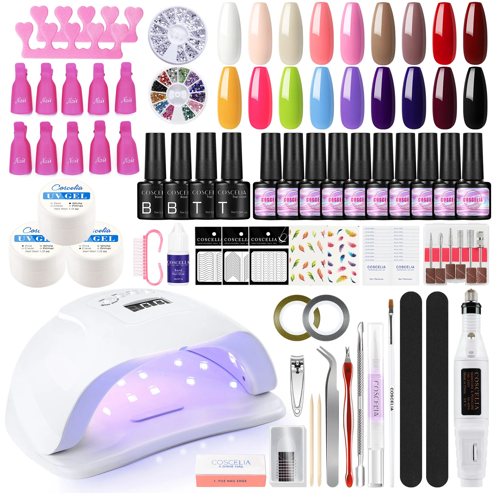 

COSCELIA Gel Nail Polish Set Manicure Set Nail Drying Lamp All For Manicure Semi Permanent Hybrid Varnish Soak Off Nail Art