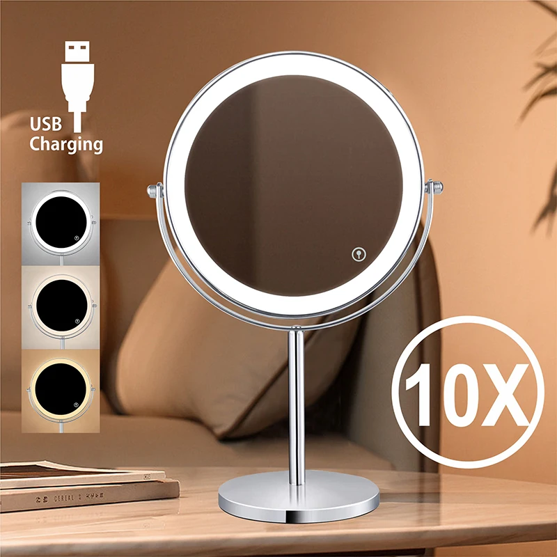 

JUNYUU 8-дюймовое увеличительное зеркало для макияжа с подсветкой