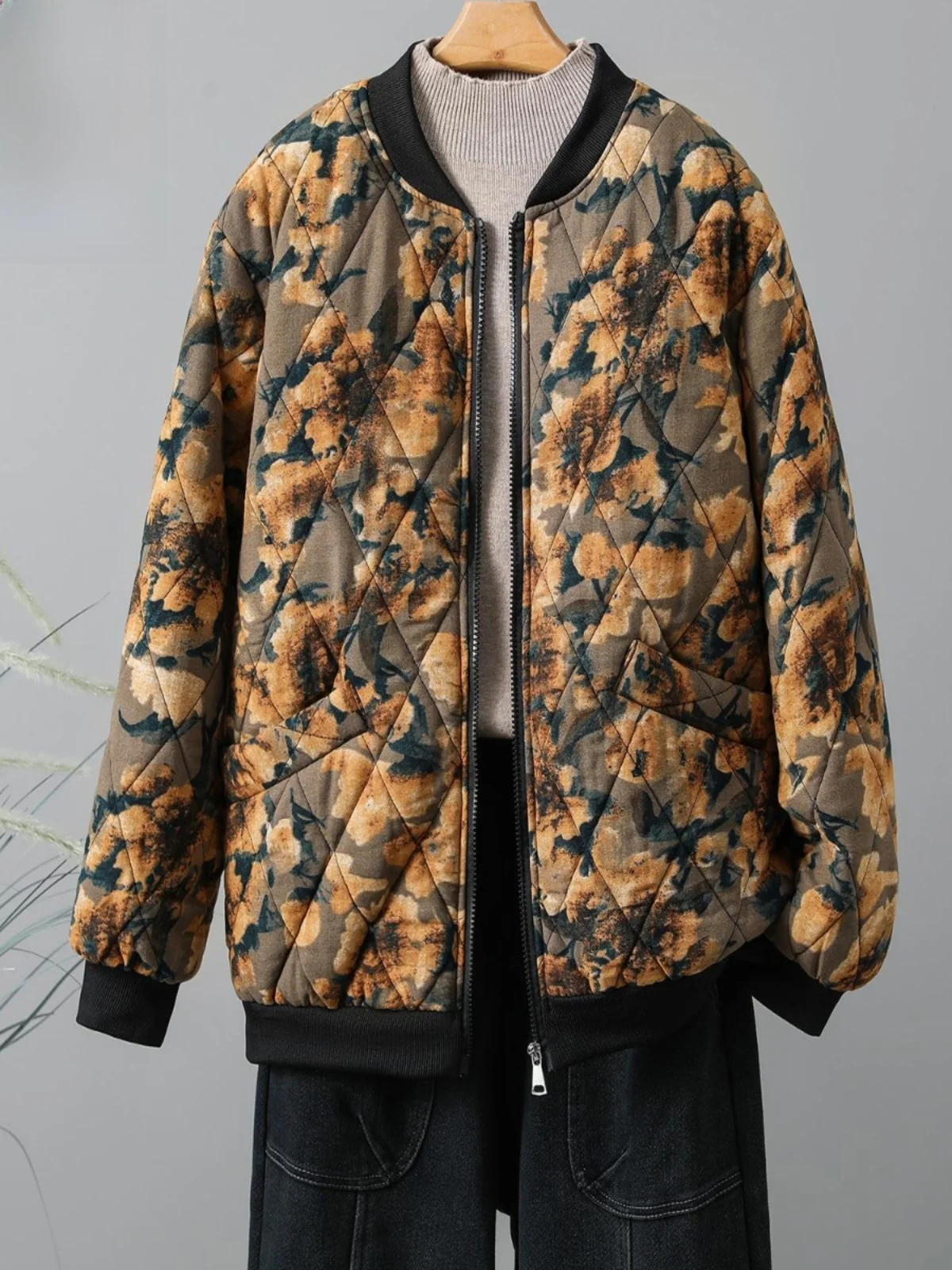 2024 новая свободная женская корейская бейсбольная форма с цветочным принтом