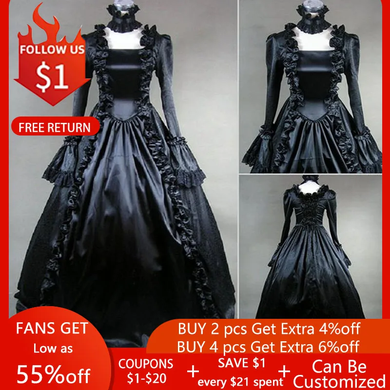 Rosetic Ruffles Victorian Gothic Dress Custom Women Elegant Flared Sleeve Retro 2022 Spring Evening Big Swing Party Dresses Long