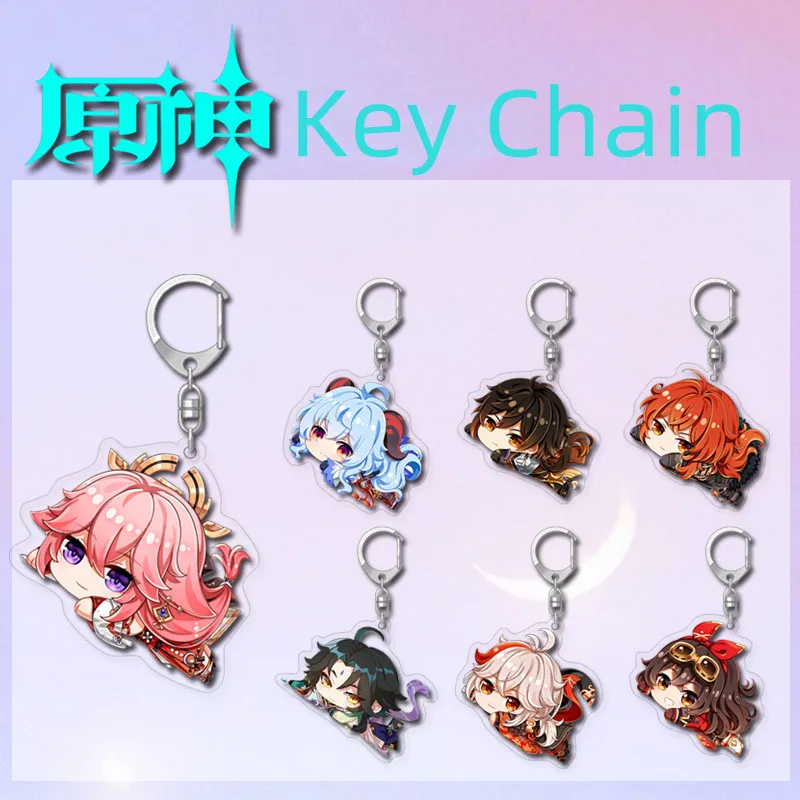 

Anime Genshin Impact Venti Cosplay Keyrings Acrylic Cute Action Figure Yae Miko Raiden Shogun Key Chain Bags Keychains Fans Gift
