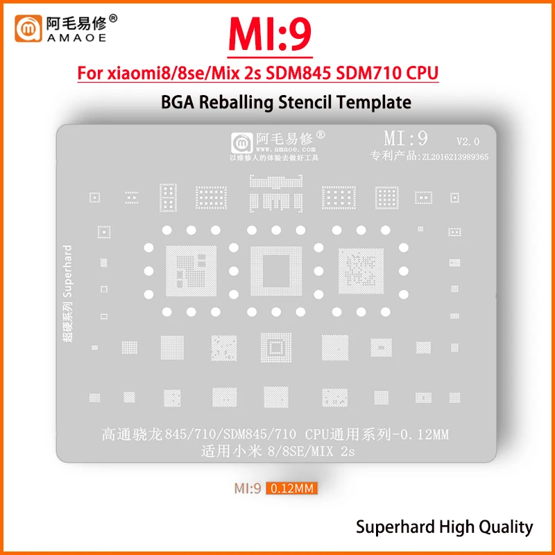 

MI9 BGA Reballing Stencil For Xiaomi 8 8se Mix2s CPU SDM845 SDM710 RAM PM845 PMI8998 PM8005 SDR845 WCN3990 48859 WCD9340 QM78013