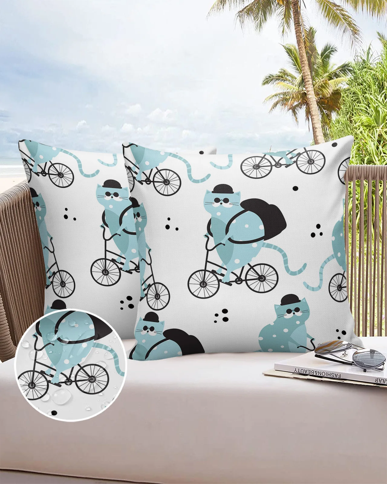 

Cartoon Cat Riding A Bicycle 2/4 Pcs Pillow Cushion Cover Waterproof 40 X 40 Pillowcase 60 X 60 Cotton Linen Pillow Cases