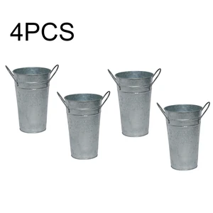 4pcs Flower Vase Shabby Table Centerpiece Wedding Holder Home Decor Iron Bucket Rustic Style Gift Farmhouse Ornament With Handle