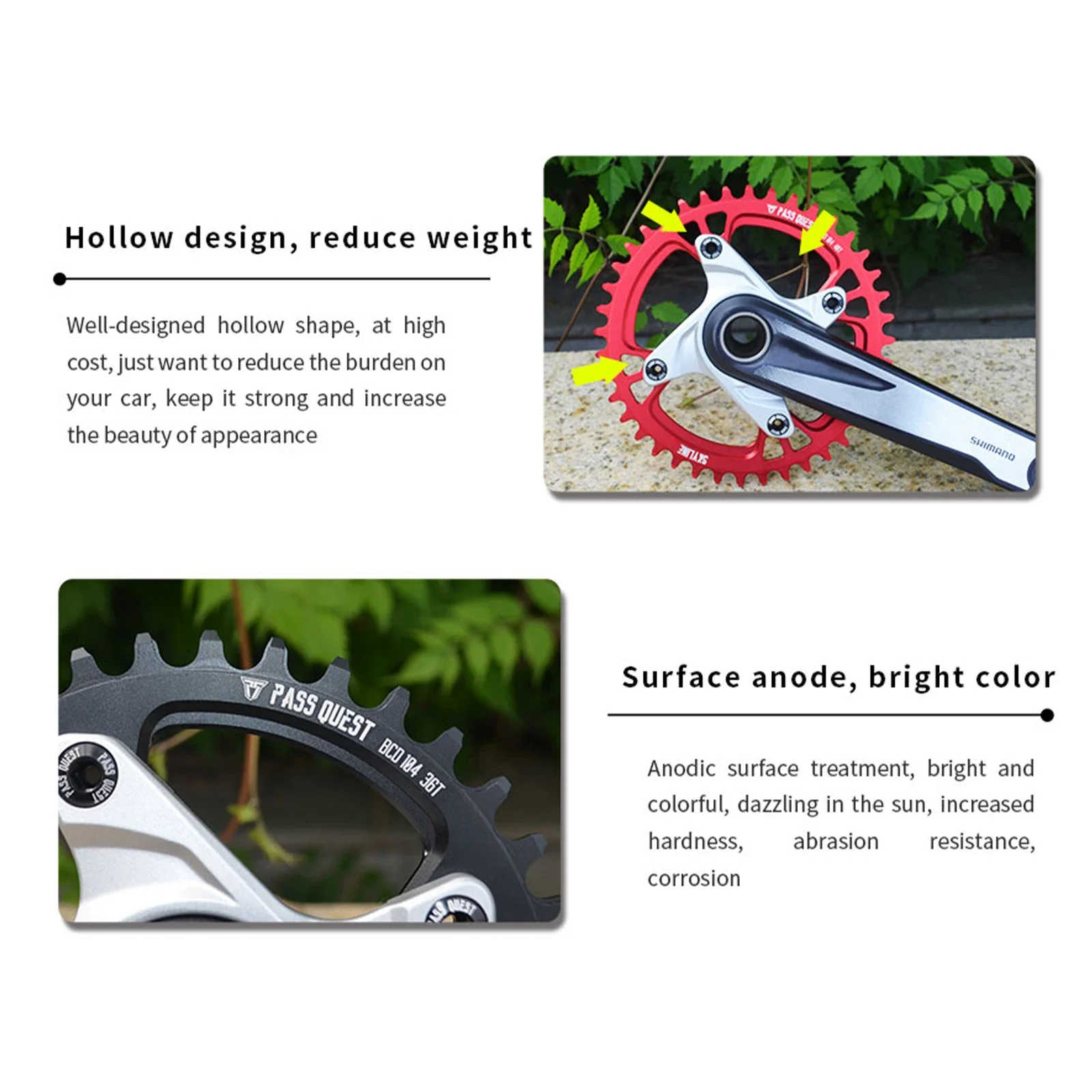PASS QUEST узкая широкая звездочка 104bcd 32T 34T 36T 38T 40T 42T велосипедная шатунная система