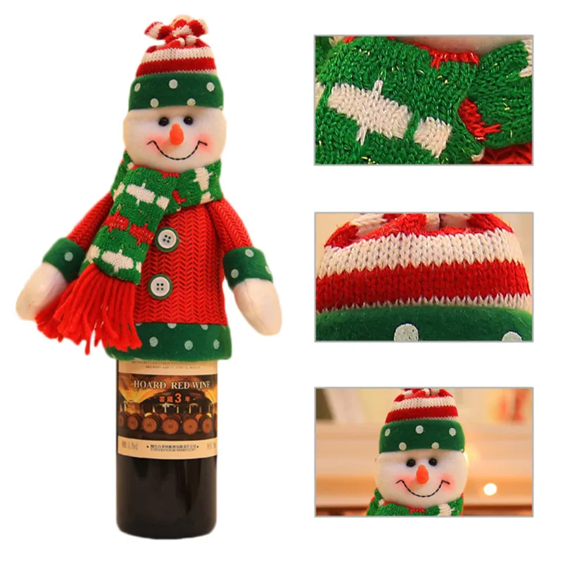 

1 шт. Рождественская одежда, реквизит для украшения отеля, ресторана, Новый бант в европейском и американском стиле, бутылки для шампанского с Санта-Клаусом, снеговиком