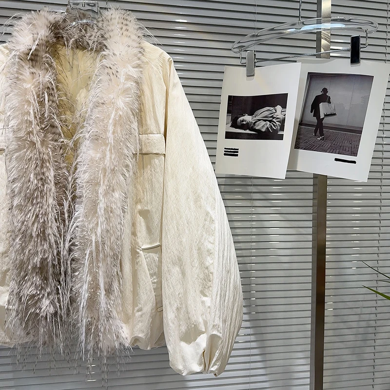 KBQ повседневное пуховое пальто со сращенными перьями для женщин кардиган с