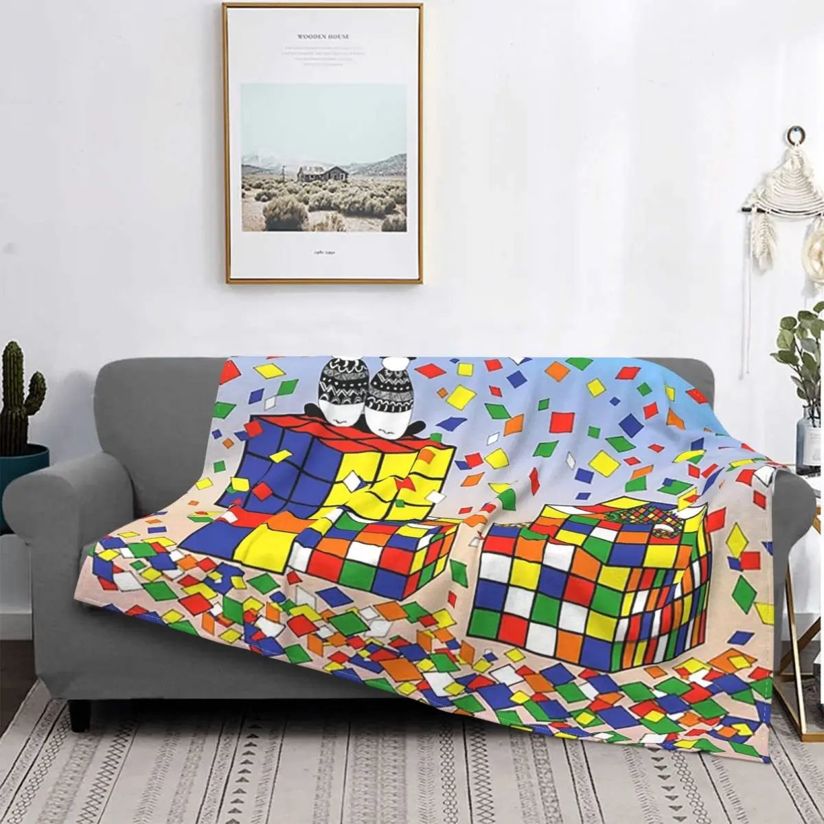 

Rubix - Rubik's Panda Cube Blankets, Fleece Textile Blankets, Super Warm Portable Decor for Home and Car