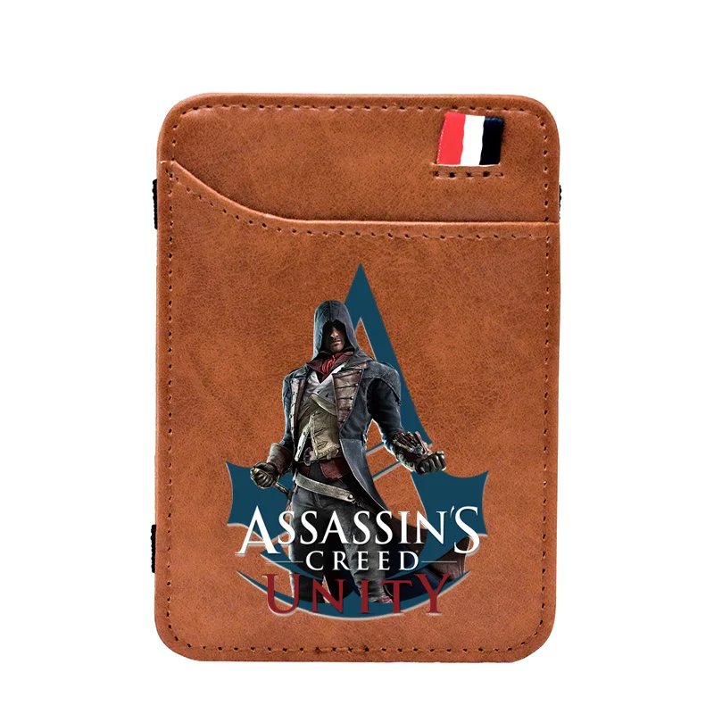 

Brown Vintage Assassin Unity Leather Magic Wallets Classic Men Women Money Clips Card Purse Cash Holder BE524