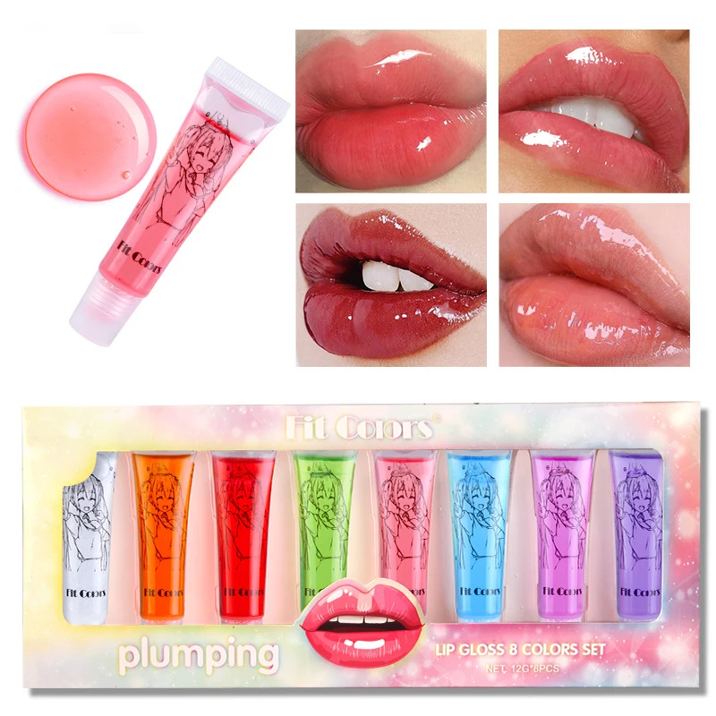 

8 Packs Lip Plumper Oil Waterproof Longlasting Natural Moisturizing Nourishing Educe Lips Lines Care Sexy Beauty Plumping Serum