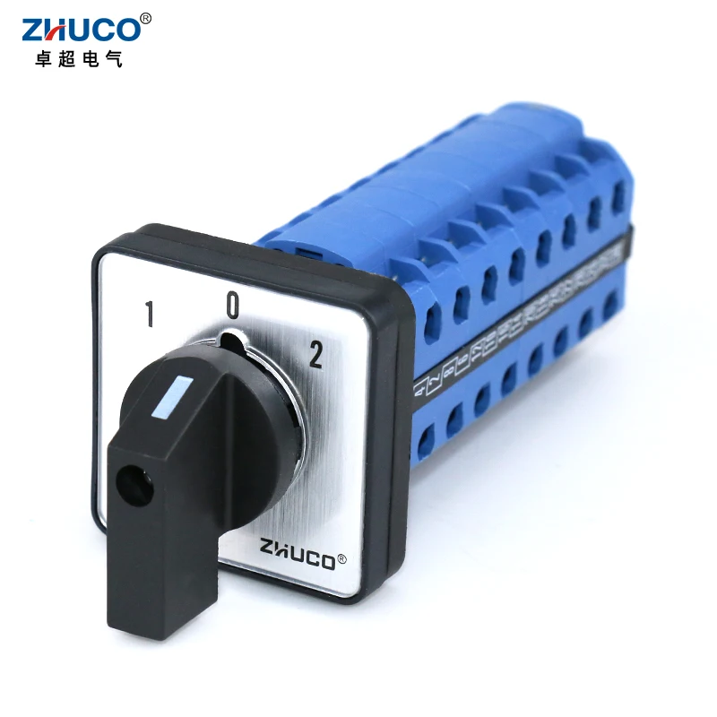 

ZHUCO SZW26/LW26-20 3 Position ON OFF ON 8 Phase 32 Terminals 20A Universal Rotary Changeover Cam Switches 64X64 48X48 mm Panel