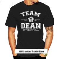 camiseta personalizada para hombre camisa de manga corta de algod%c3%b3n con estampado de equipo supernatural dean nueva