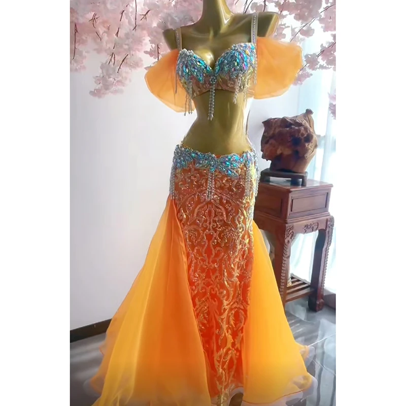 Женский костюм для восточных танцев BellyDance, роскошный костюм из ...