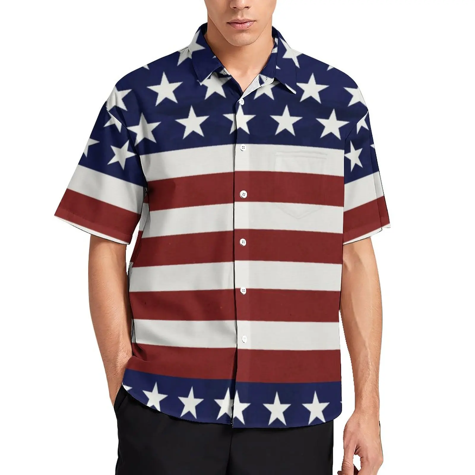 

Повседневная рубашка с американским флагом США, патриотическая Свободная рубашка для отпуска с американской гордостью 4 июля, стильные блузки в стиле Гаваи, топ оверсайз с графическим принтом