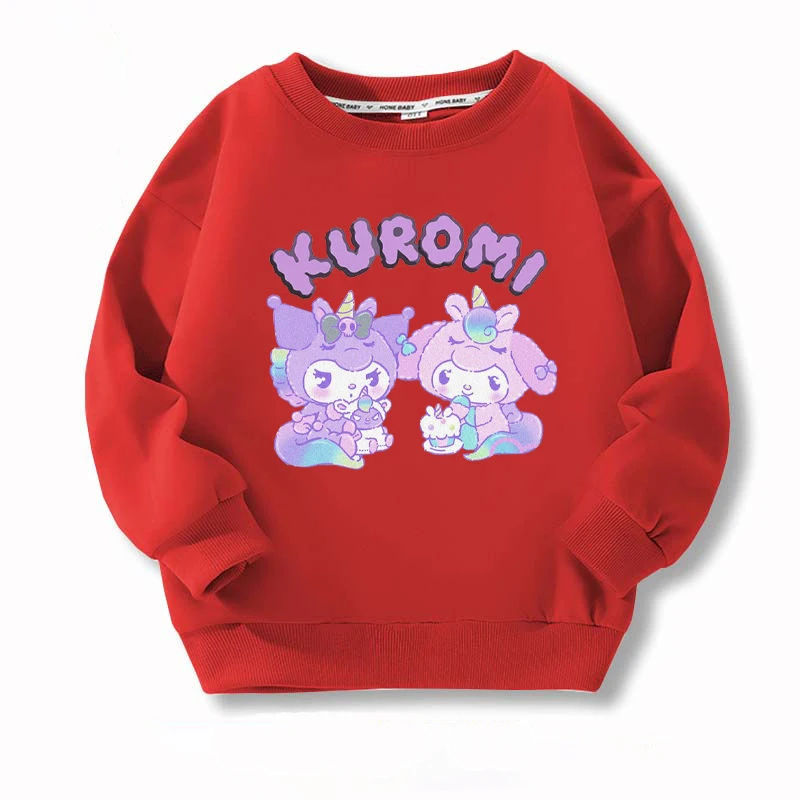 

Sanrio Kids Pullover Sweater Anime Girls Long Sleeve T Shirt for Kawaii Kuromi Spring Autumn Sweater Girl Children Clothing Gift