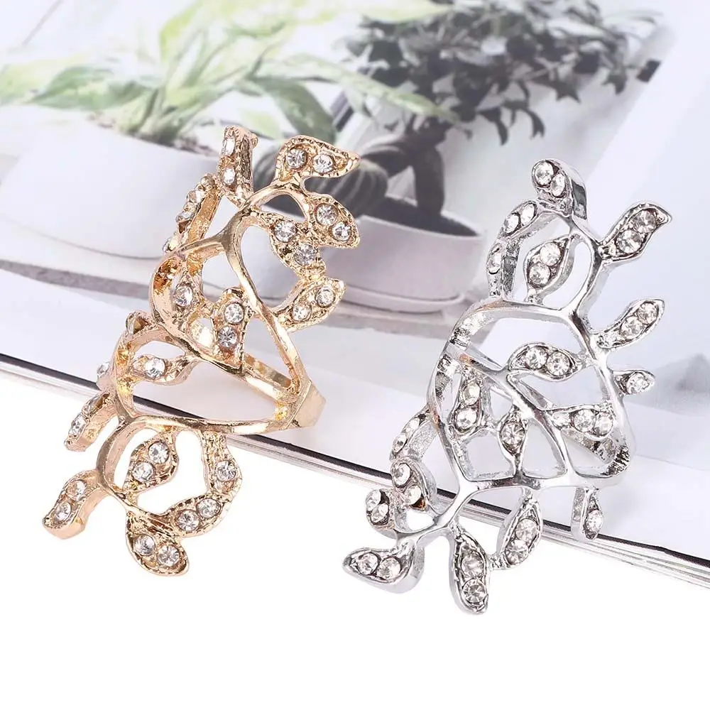 

Branch Jewelry Style Rhinestone Hot Elegant Chic Women Knuckle New Finger Fine Ring Leaf Shape Fashion Crystal