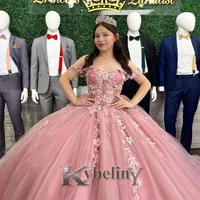 kybeliny pink puffy flowers evening dresses princess prom robe de soiree graduation celebrity vestidos fiesta women formal