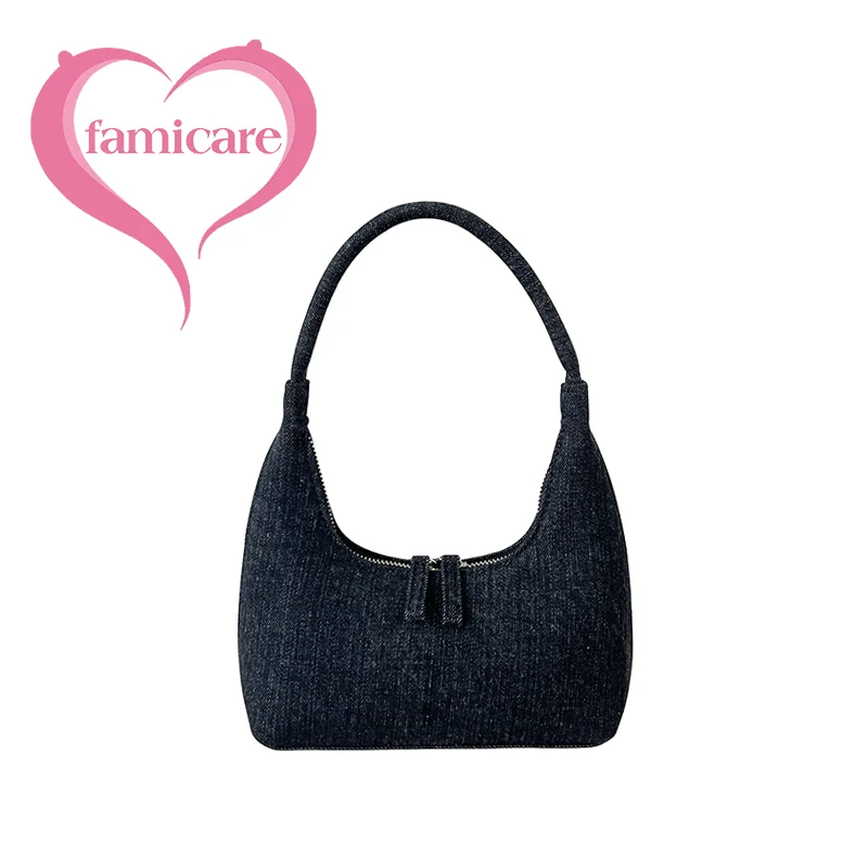 

New 2023 Women's Bag Lady Denim Half-moon Handbag Female Fashion Niche Design Small Underarm Shoulder Bag
