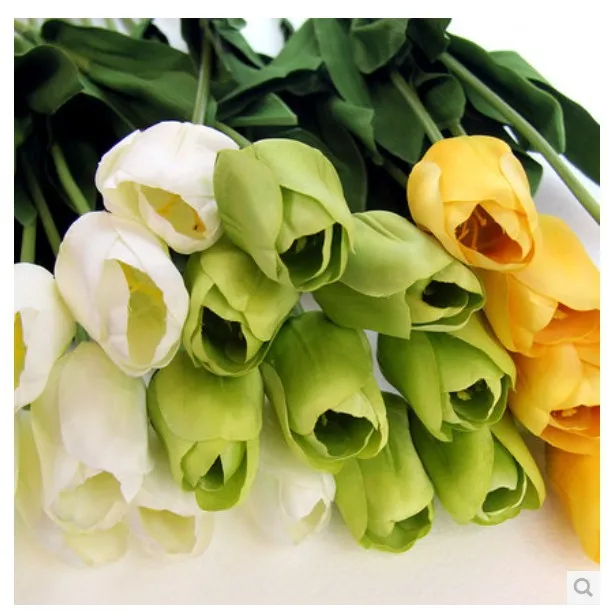 

(10 pcs/lot) Free shipping long artificial tulips flower wholesale real touch silk tulip wedding decor