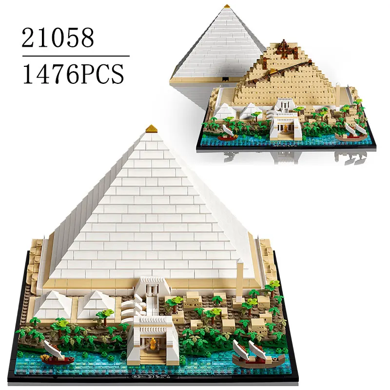 

New Classic 21058 The Great Pyramid of Giza Model City Architecture Street View Building Blocks Set DIY Assembled Toys Gift