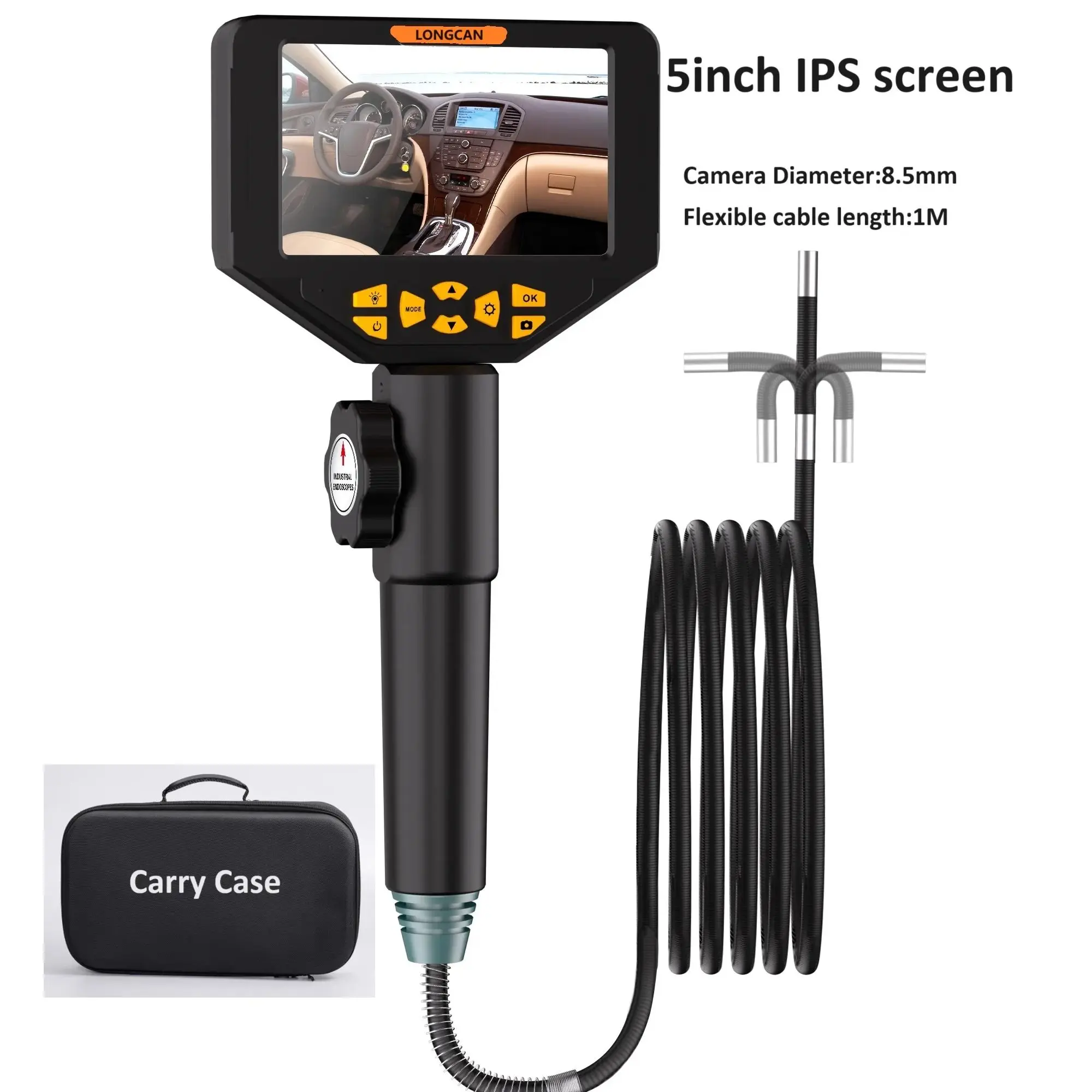 8 5 мм двойной объектив шарнирный бороскоп 1080P 5-дюймовый IPS двухсторонний 360 °