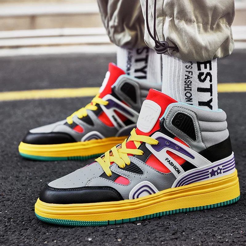 New High-top Mens Sport Shoes Comfortable Basketball Shoes Outdoor Breathable Walking Shoes Athletic Shoes for Male Tenis Basket