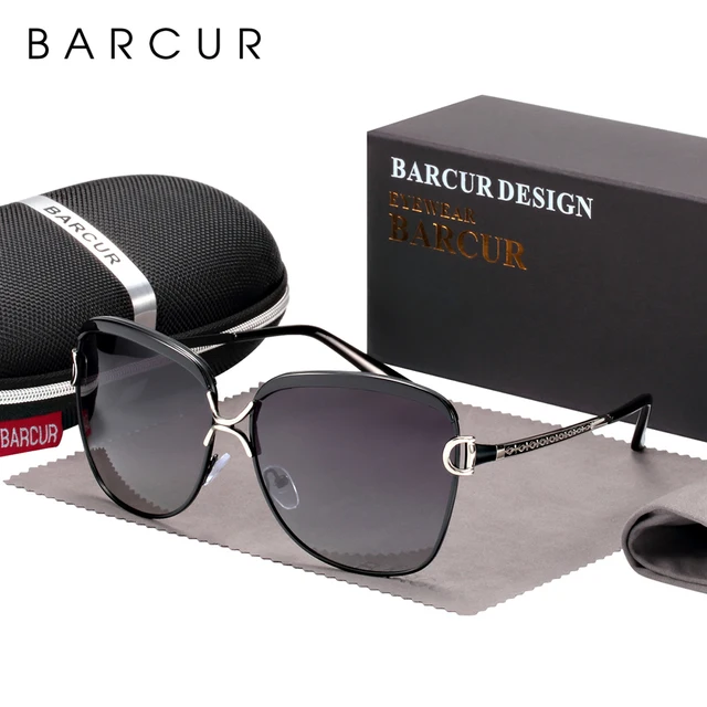 BARCUR Polarized Ladies Sunglasses Women Gradient Lens Round Sun Glasses Square Luxury Brand Oculos Lunette De Soleil Femme 6