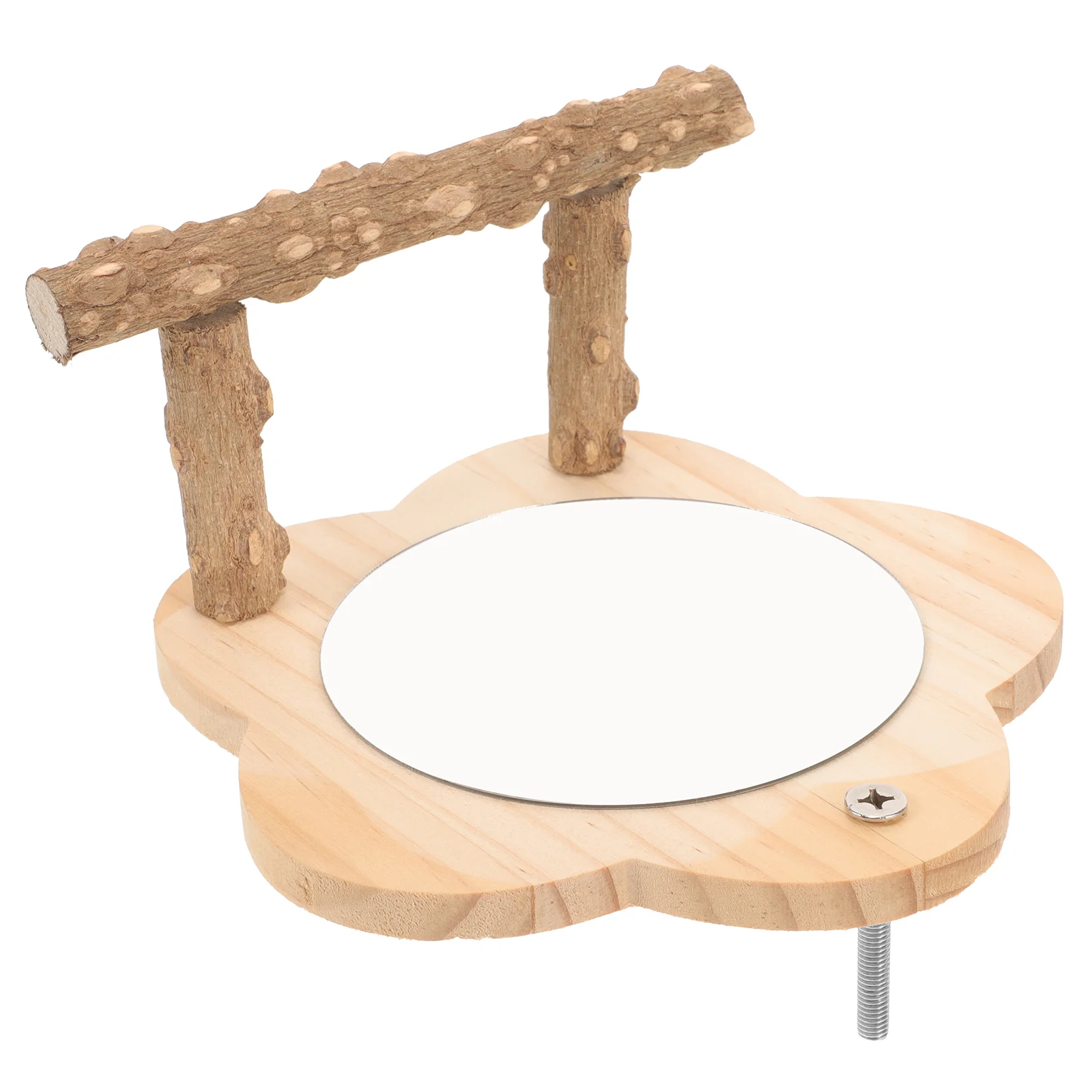 

The Birdcage Training Parrot Stand Decorative Perch Wooden Pet Household Toy with Mirror