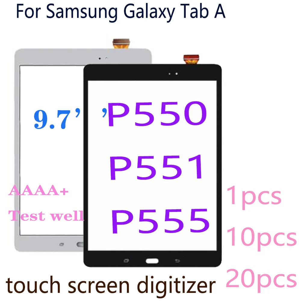 

10pcs 20pcs P550 TouchScreen For Samsung Galaxy Tab A SM-P550 P551 P555 Touch Screen Panel Digitizer Sensor Lcd Front Glass Lens