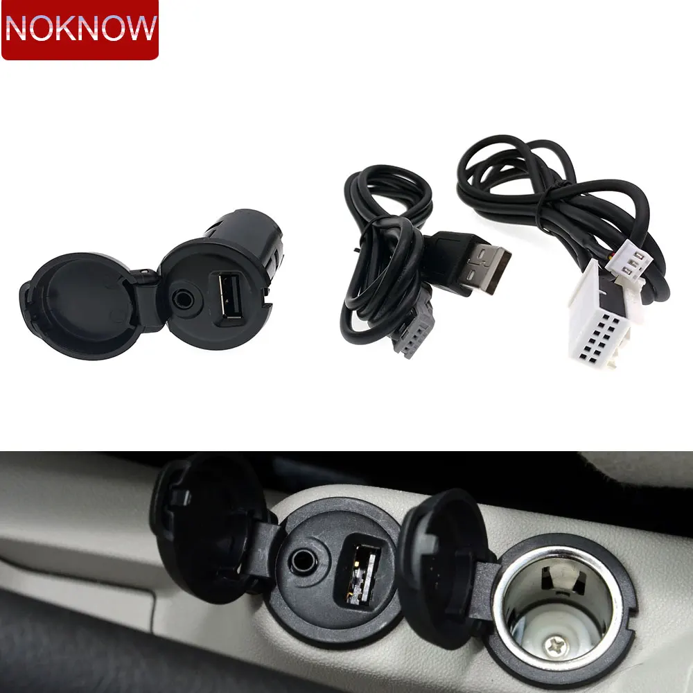 

Car 3.5mm AUX Input USB Socket Adapter Cable For Peugeot 206 207 307 308 407 408 508 607 Citroen C2 C3 C4 C5 RD9 RD43 RD45