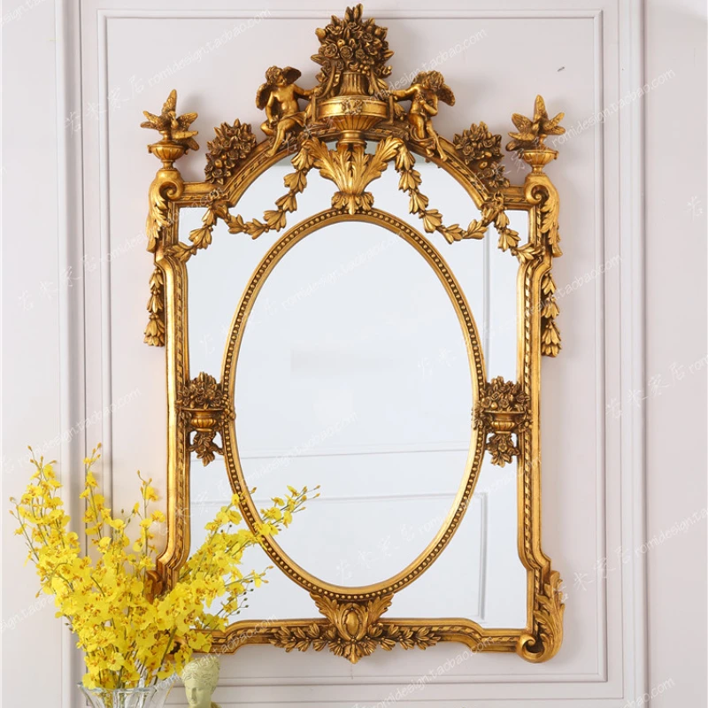 

European Vintage Makeup Mirror Gold Bathroom Living Room Wall Design Irregular Mirror Creative Espejo Maquillaje Decoration Home