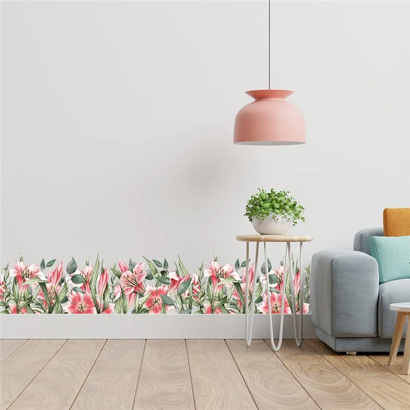Настенные наклейки с розовыми цветами лилии для гостиной спальни подстилка
