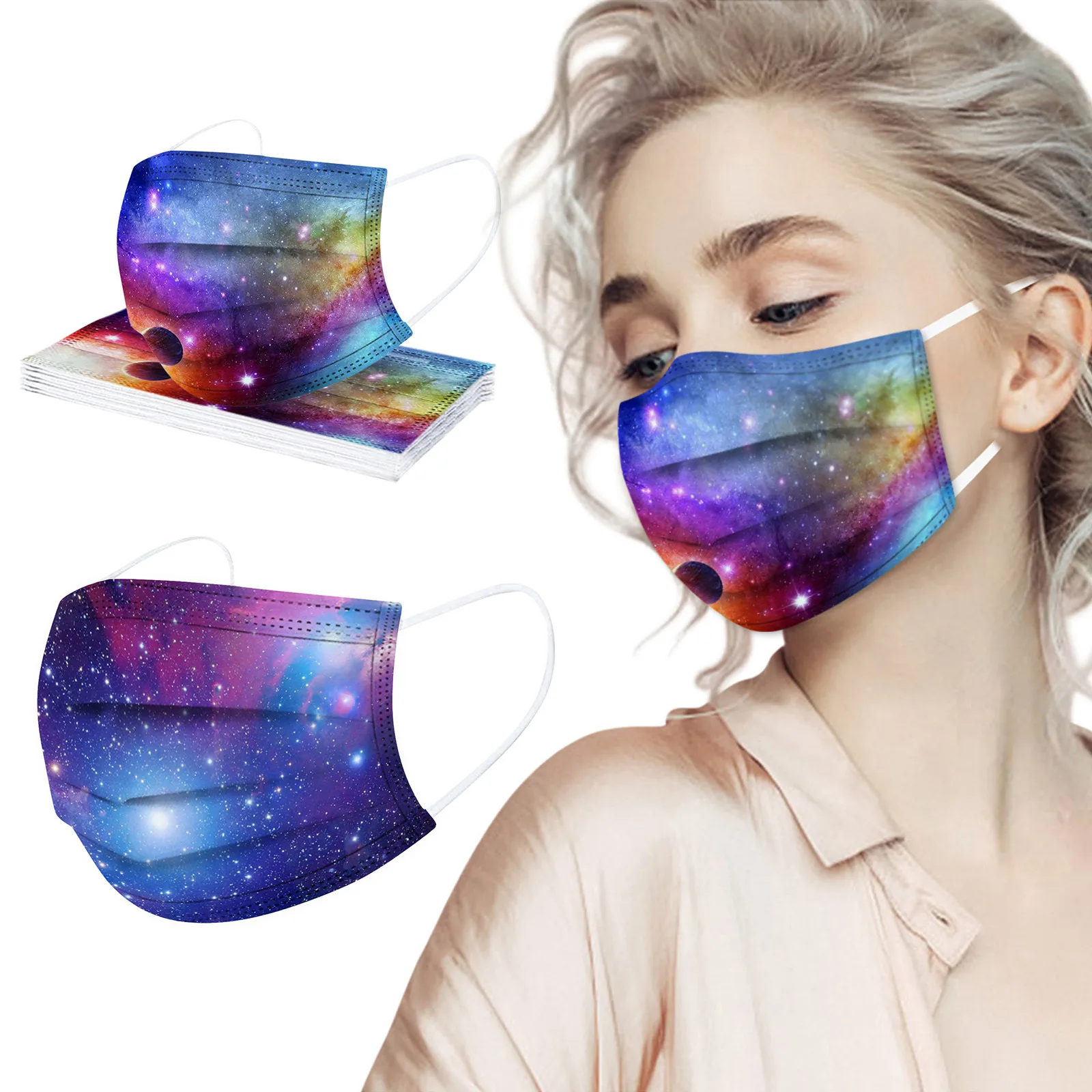 10PCS Adult Man Women Tie dye Plant Disposable Face masque 3Ply Ear Loop маски mascarilla Monder Scarf Halloween Cosplay MasK |