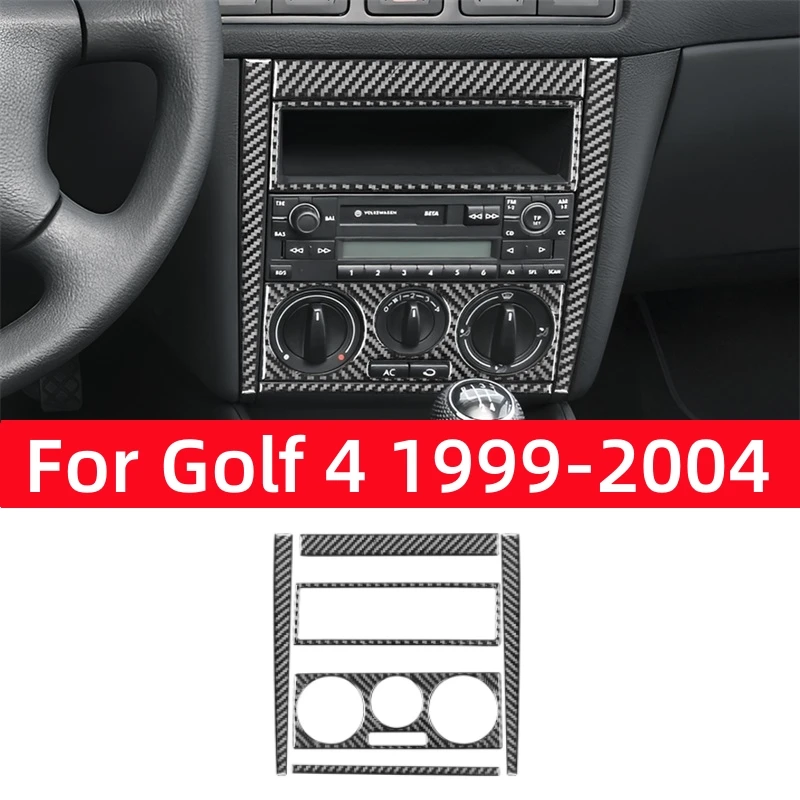 

For VW Golf 4 Jetta Bora MK4 R32 GTI 1999-2004 Accessories Carbon Fiber Interior Car Central Control AC CD Knob Panel Trim Cover