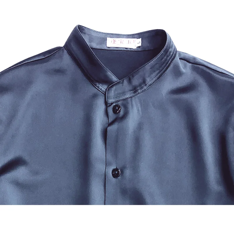 Атласная триацетатная мужская рубашка весна-лето с короткими рукавами и