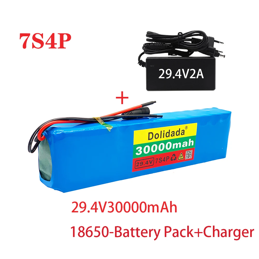 

Neue 7s 4p 30000 MAH elektrische fahrrad motor eBike roller lithium-ionen akku 29,4 V 18650 akku + ladegerät