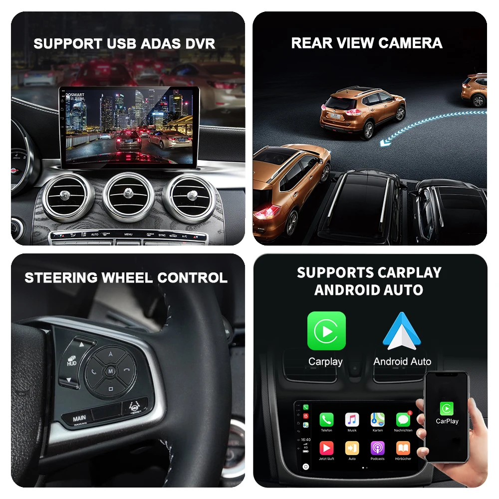 Универсальный Автомобильный мультимедийный видеоплеер JUSTNAVI Android 7 9 10 дюймов 2 Din