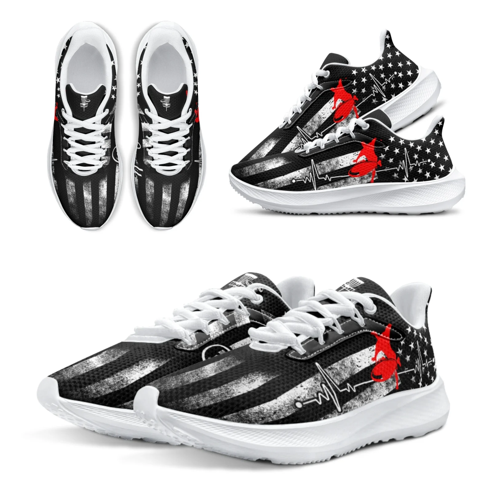 

INSTANTARTS American Flag Printed Running Shoes Dise Golf Women's Tennis Shoes Comfortable Autumn Outdoor Casual Shoes Chaussure