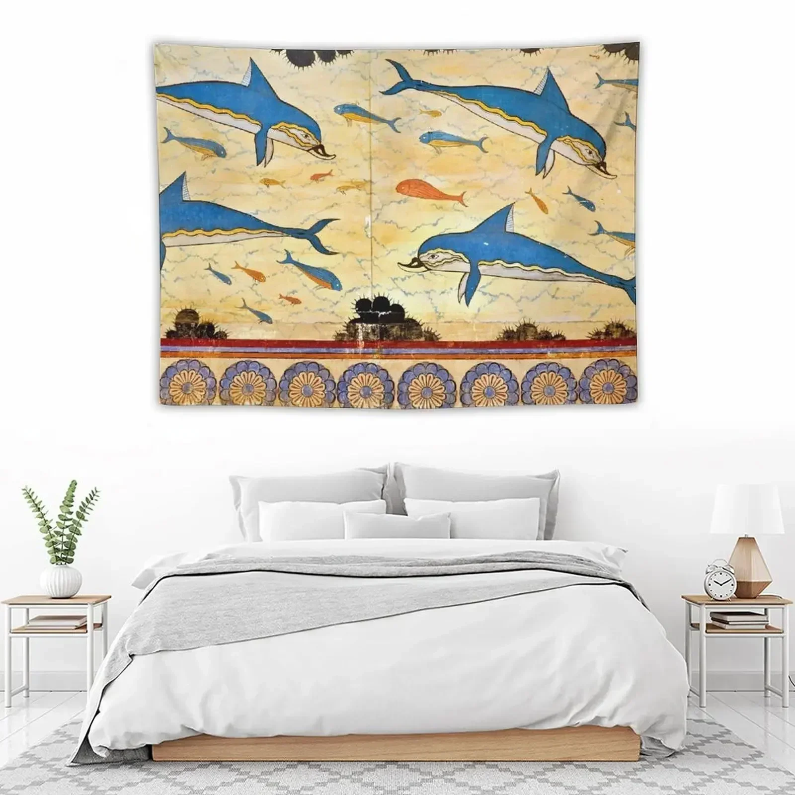 Гобелен Миноан Дельфины декор дома эстетический комнаты обои домашний