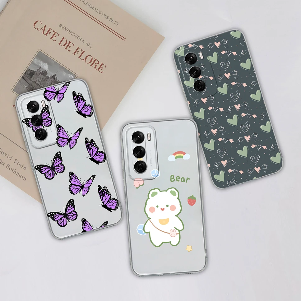 Чехол для OPPO Reno12 Pro 12F женский модный задний в виде сердца Прозрачный мягкий