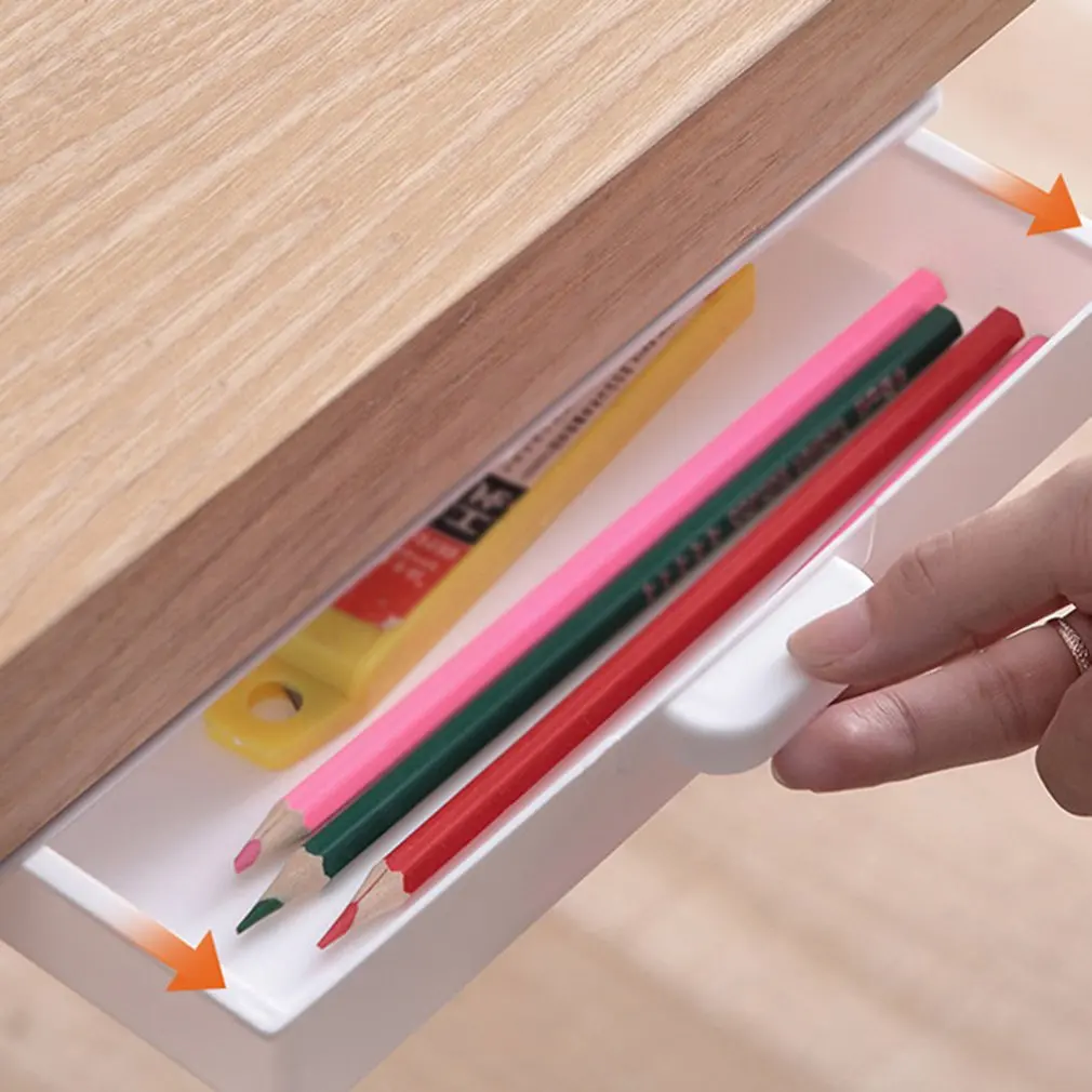 

Under Desk Storage Box Invisible Drawer Bottom Paste Type Finishing Dtudent Dormitory Top Creative Dtationery Desk Drawe