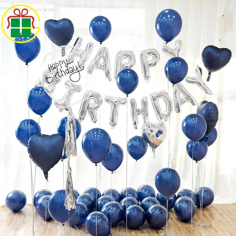 

66Pcs/Sets Starry Blue Balloon Valentine's Day Happy Birthday Latex Balloon Birthday Party Theme Decoration